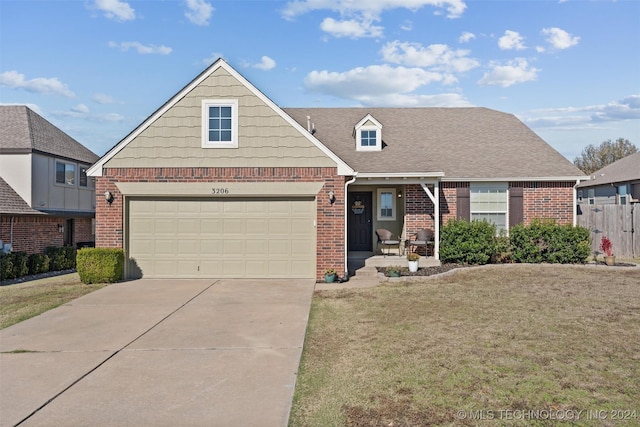 view of front of home with a garage and a front yard