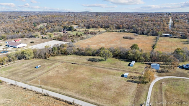 birds eye view of property with a rural view