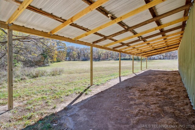 interior space featuring a rural view