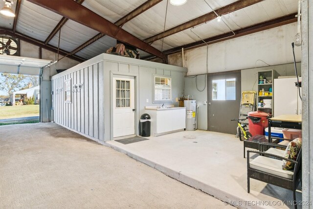 garage with water heater