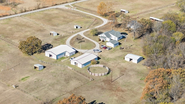 drone / aerial view with a rural view