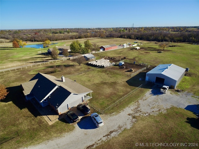 birds eye view of property featuring a rural view