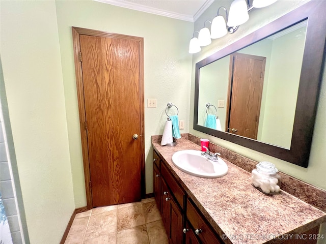 bathroom featuring vanity and ornamental molding