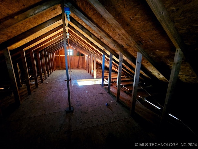 view of unfinished attic