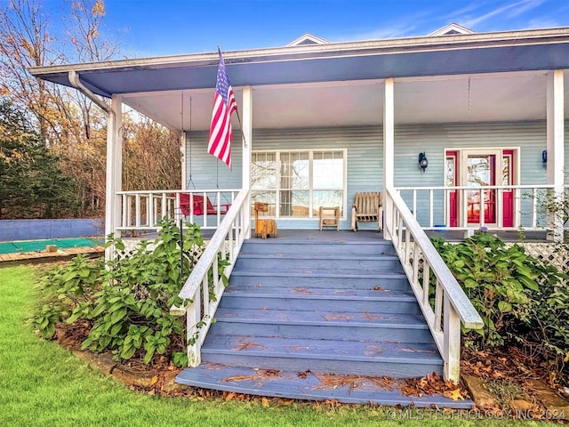 deck featuring covered porch