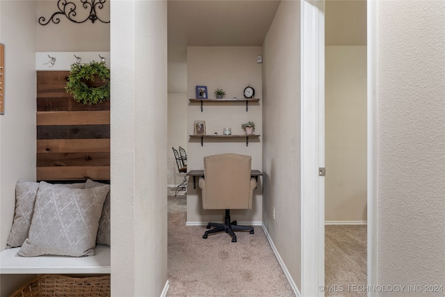 office space featuring light colored carpet