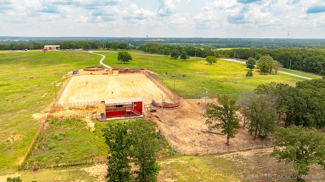 aerial view featuring a rural view