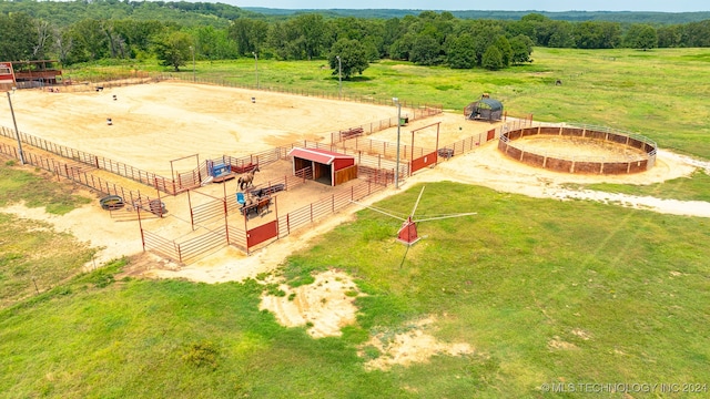 drone / aerial view with a rural view