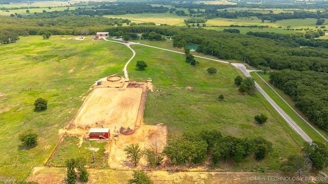 aerial view featuring a rural view