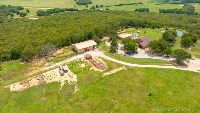 aerial view featuring a rural view