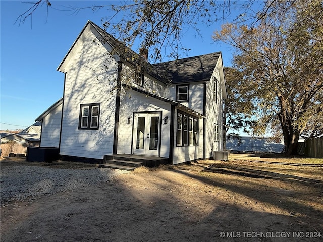 back of house with french doors