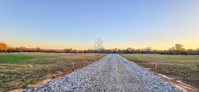 view of road with a rural view