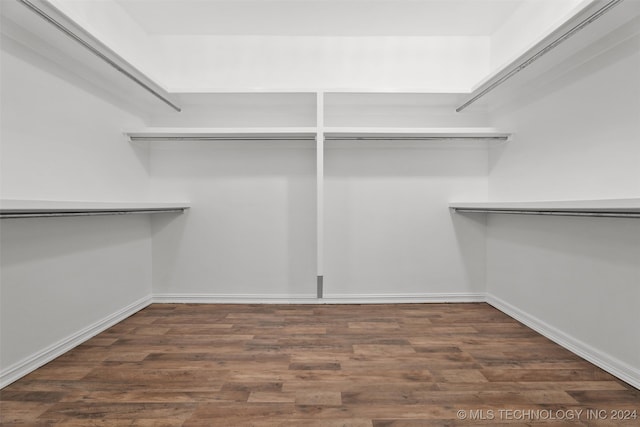 spacious closet featuring dark hardwood / wood-style floors