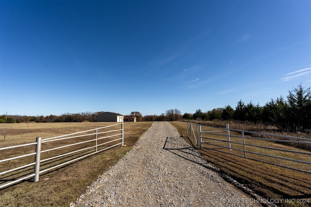 view of street with a rural view