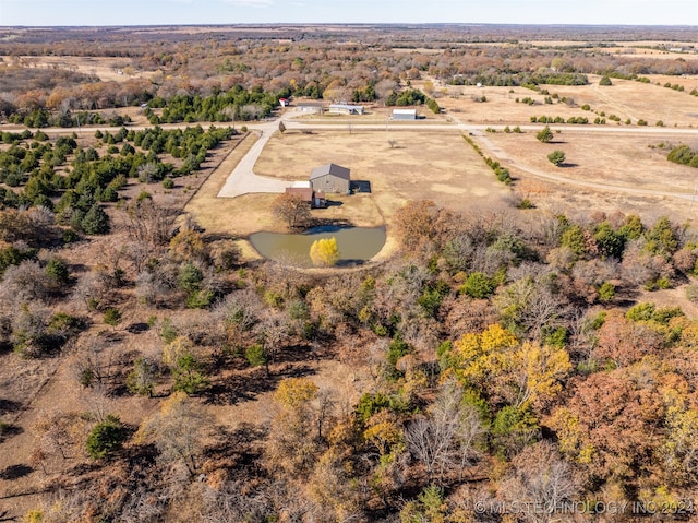 bird's eye view with a rural view and a water view