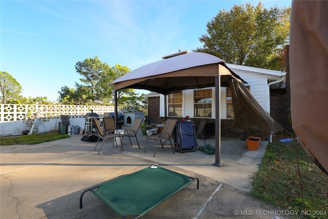 view of patio featuring a gazebo