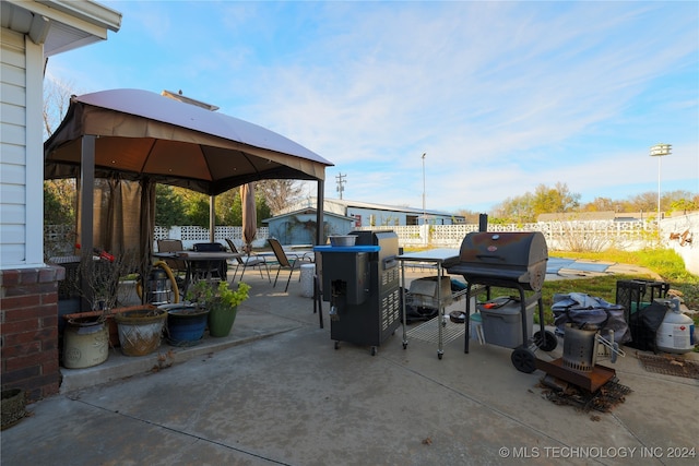 view of patio / terrace featuring a gazebo