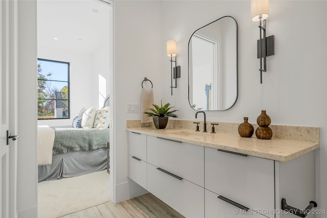 bathroom featuring wood-type flooring and vanity