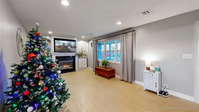 living room with light hardwood / wood-style flooring