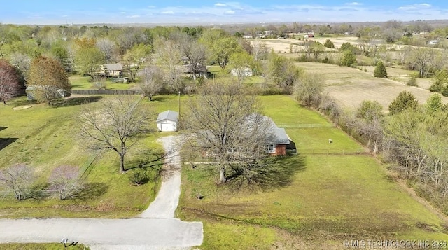 aerial view with a rural view