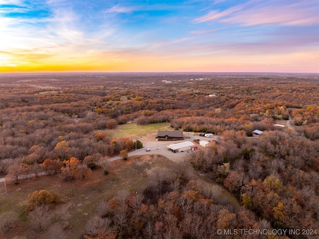 view of aerial view at dusk