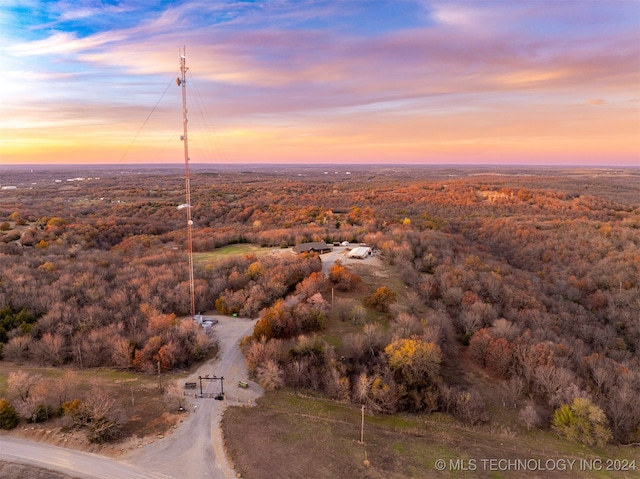 view of aerial view at dusk