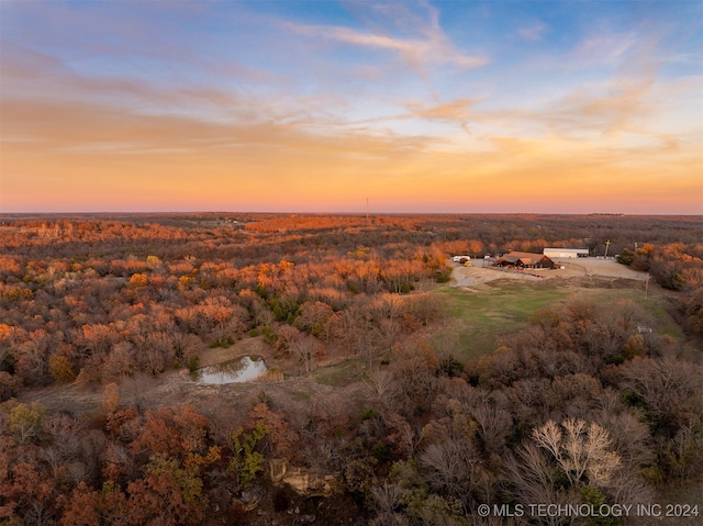 view of aerial view at dusk