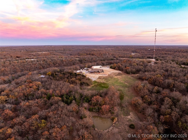 view of aerial view at dusk