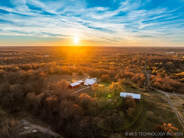 view of aerial view at dusk