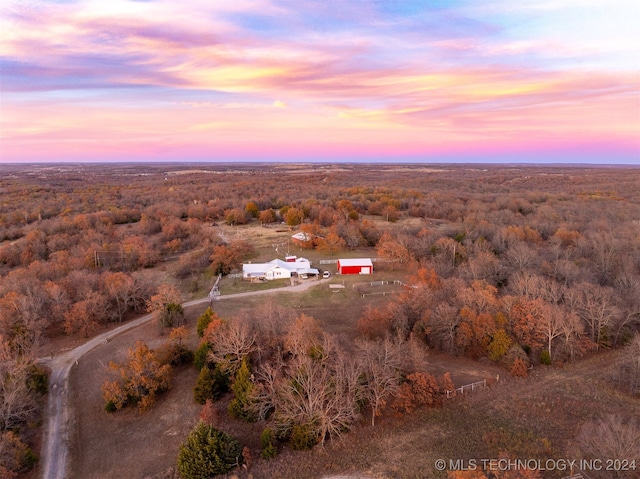 view of aerial view at dusk