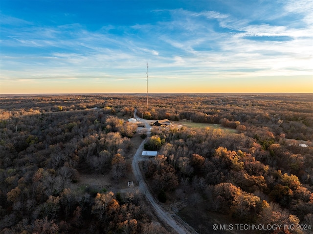 view of aerial view at dusk