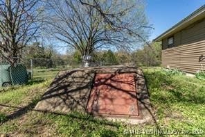 view of storm shelter