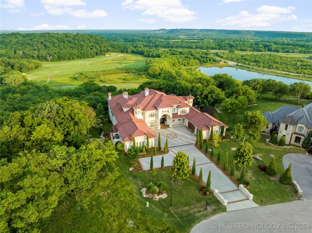 bird's eye view featuring a water view