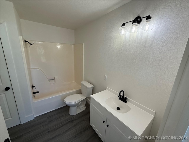 full bathroom featuring vanity, toilet, shower / bath combination, and wood-type flooring