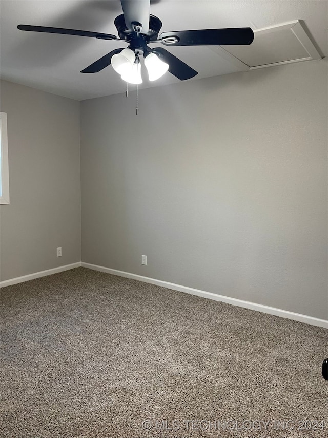 carpeted empty room with ceiling fan