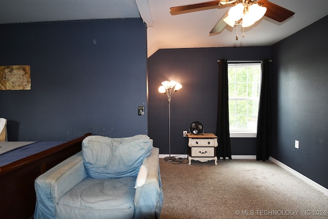 bedroom featuring carpet and ceiling fan