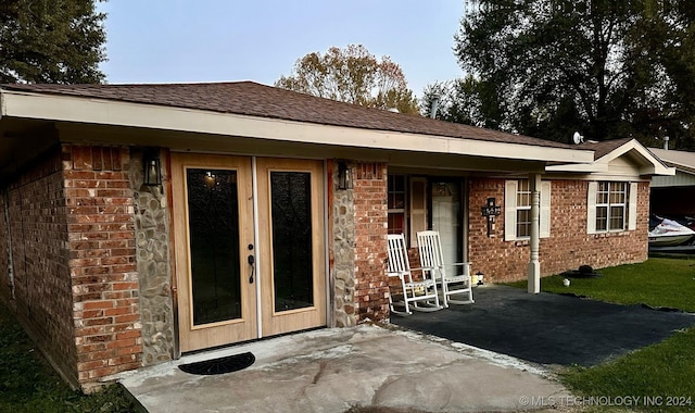 view of front of property with french doors