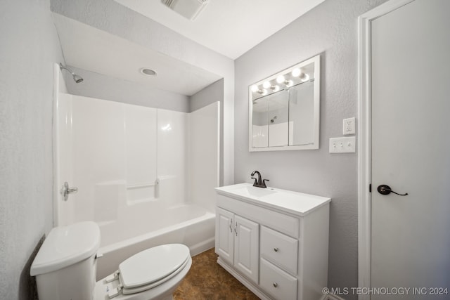 full bathroom featuring vanity, toilet, and bathtub / shower combination