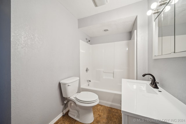 full bathroom with shower / bathing tub combination, toilet, and sink