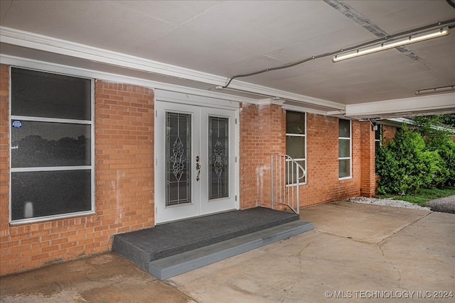 view of exterior entry with french doors