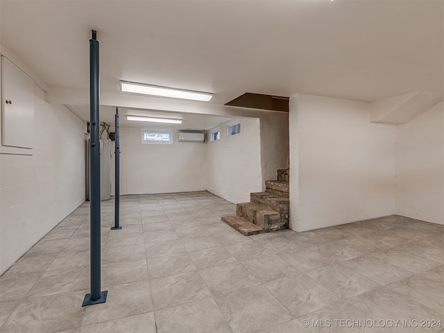 basement with a wall unit AC