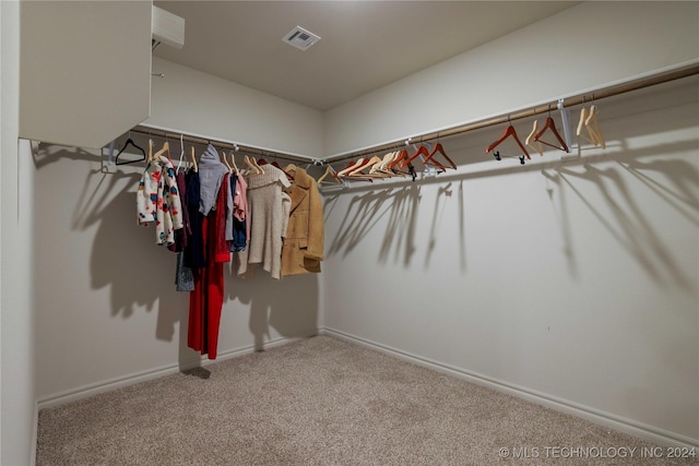 walk in closet with carpet flooring