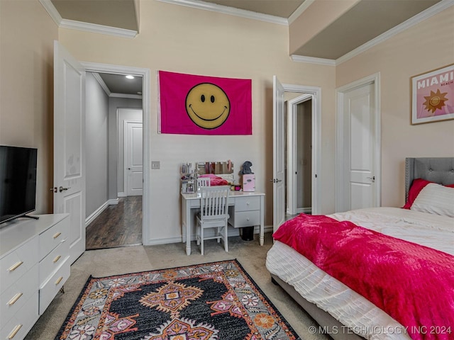 bedroom featuring crown molding