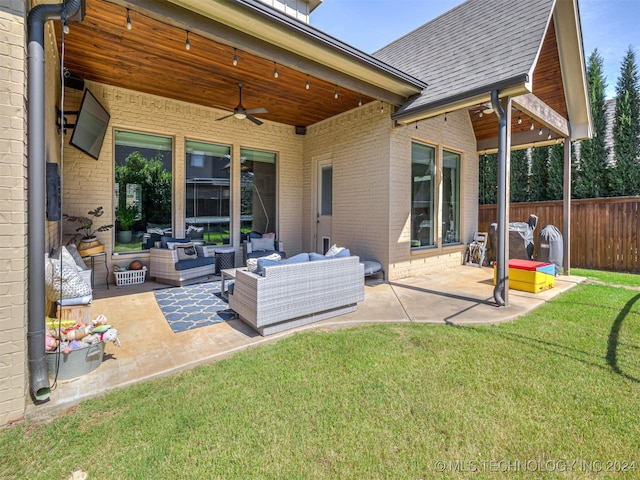 view of patio / terrace featuring outdoor lounge area and ceiling fan