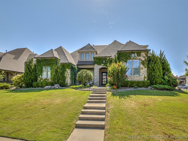 view of front facade with a front yard