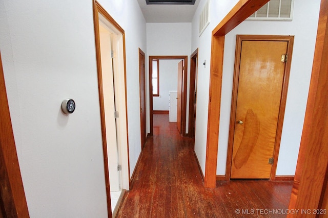 hallway featuring dark hardwood / wood-style flooring