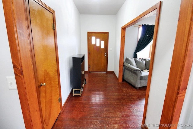 hall featuring dark hardwood / wood-style flooring