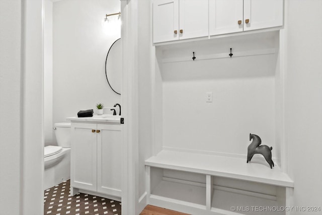 interior space featuring vanity and toilet