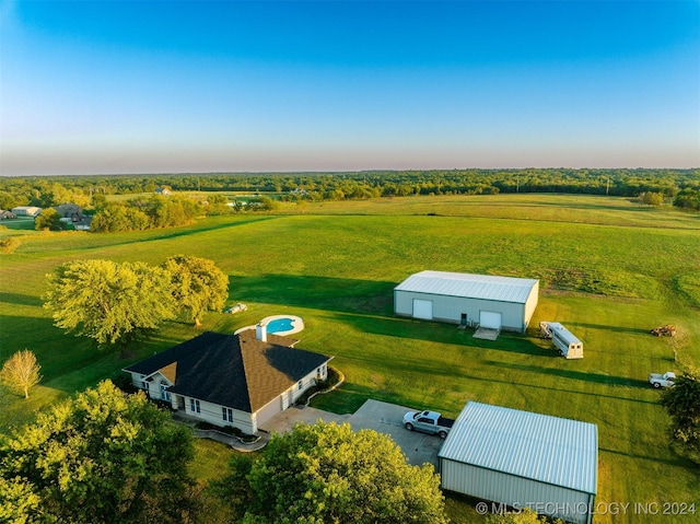 bird's eye view featuring a rural view