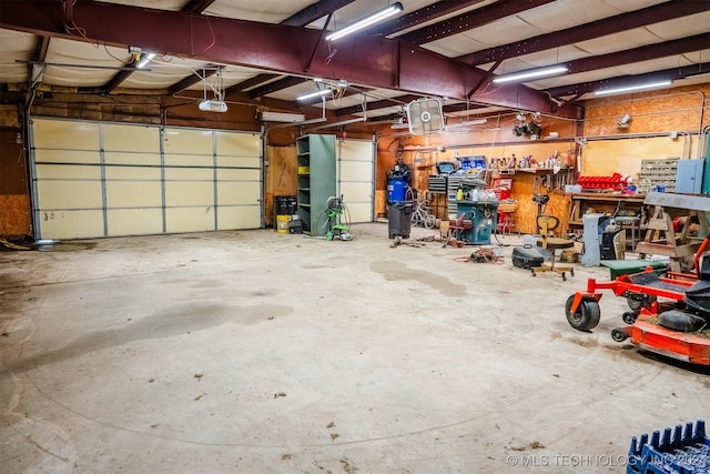 garage with a garage door opener